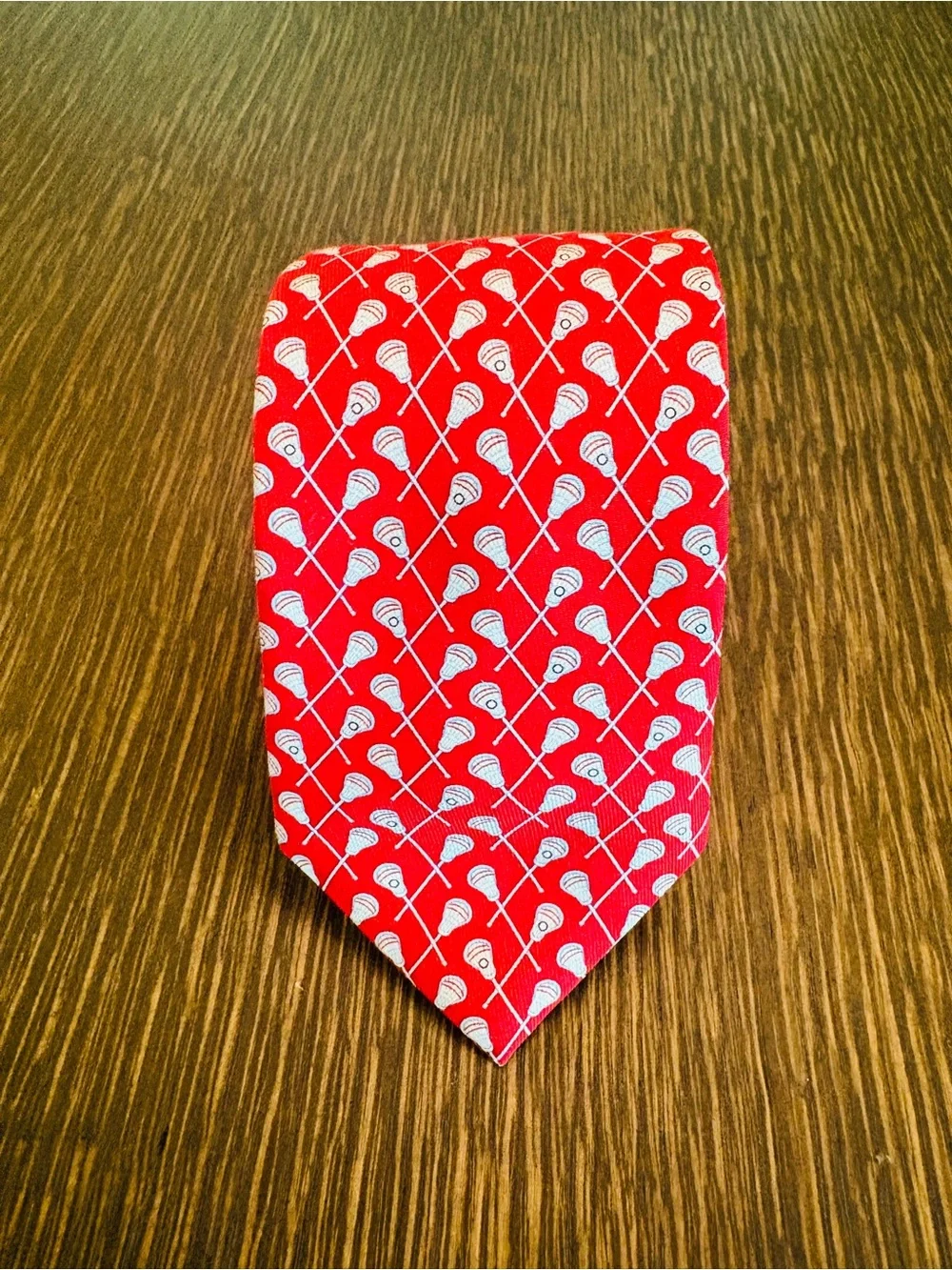 Vineyard Vines Youth Boys Silk Lacrosse Tie, LAX, Red, ~49 x 2.5 inches